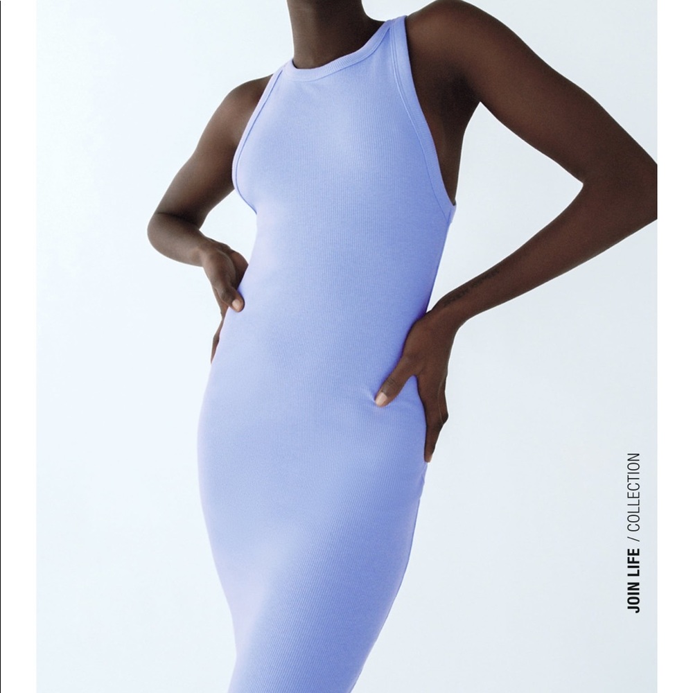 NWT Small Ribbed midi Light Blue/Lavender dress.
